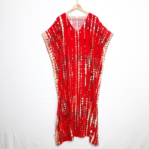 Kaften red/tan bohemian Kaften lounge dress - Picture 7 of 7